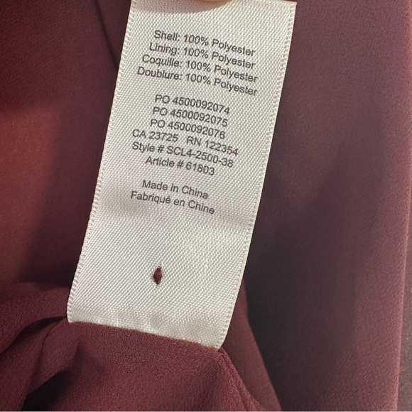 Aritzia Wilfred Deep Burgundy Lourdes Ruffled Crew Neck Blouse Size S - Picture 13 of 13